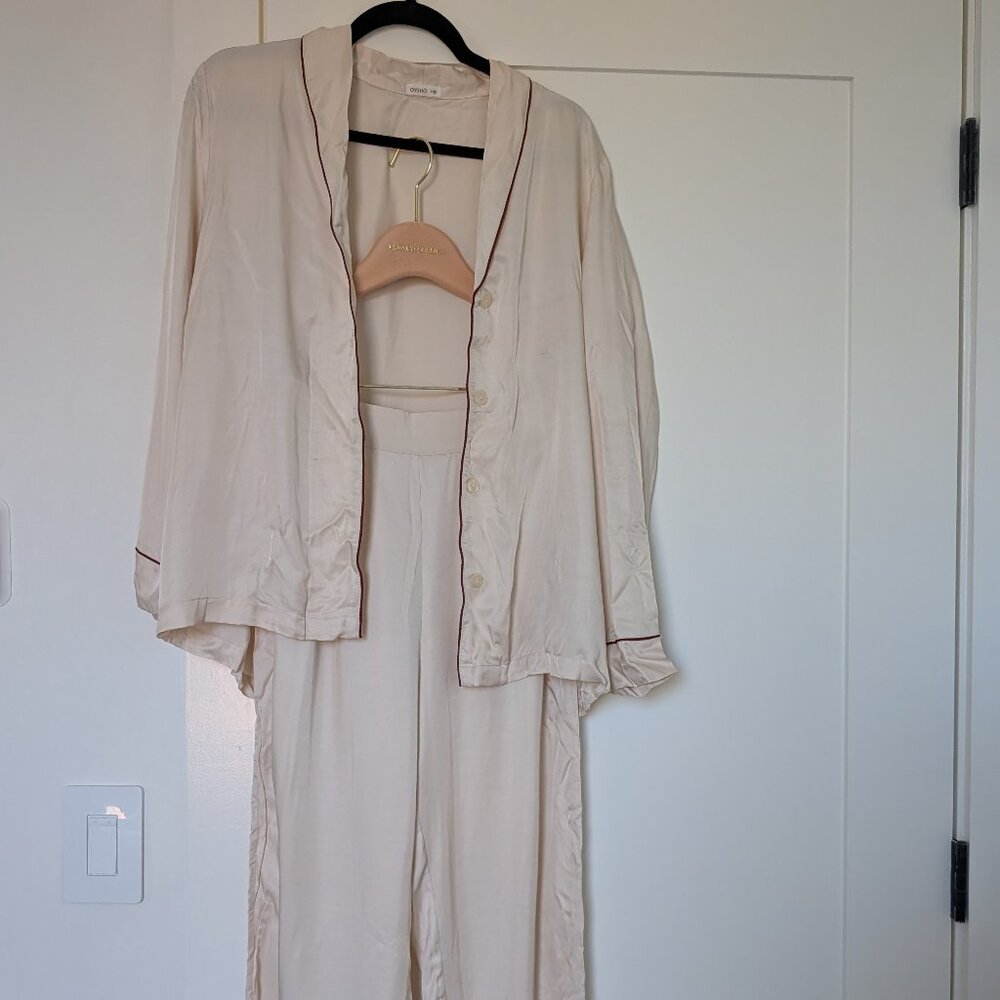 Oysho pajama set, red trim